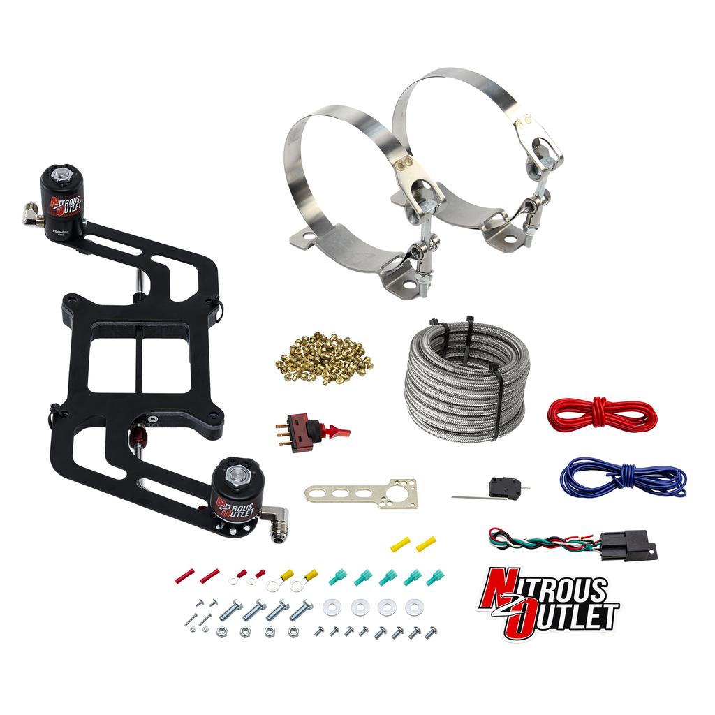 4150 Weekend Warrior System - Hard-line/.122 Nitrous Solenoid/.177 Fuel Solenoid/Boomerang Solenoid Bracket - (Gas/E85)(5-55 psi)(50-350 HP) (No Bottle)