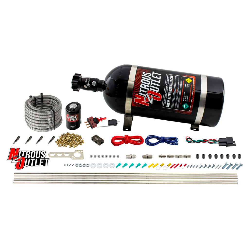 EFI 4 Cylinder 1 Solenoid Dry Direct Port System With Distribution Block and SBT Nozzles (10lb Bottle)