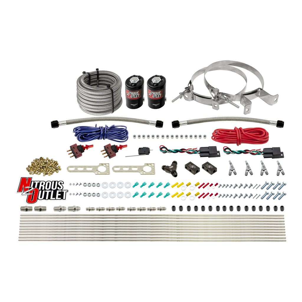 EFI 4 Cylinder 2 Solenoid Dual Stage Dry Direct Port System With Distribution Blocks (No Bottle)