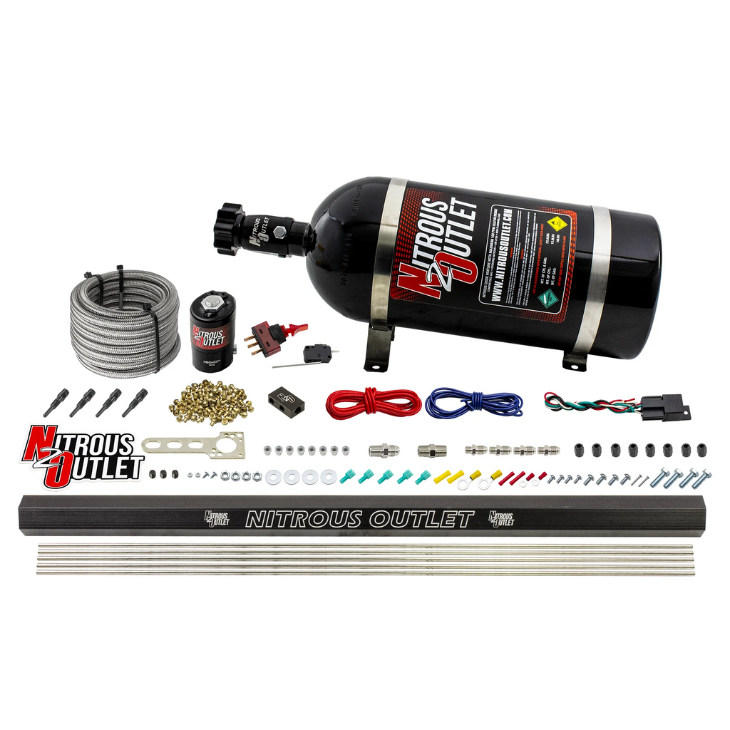 EFI 4 Cylinder 1 Solenoid Dry Direct Port System With Single Rail (10lb Bottle)