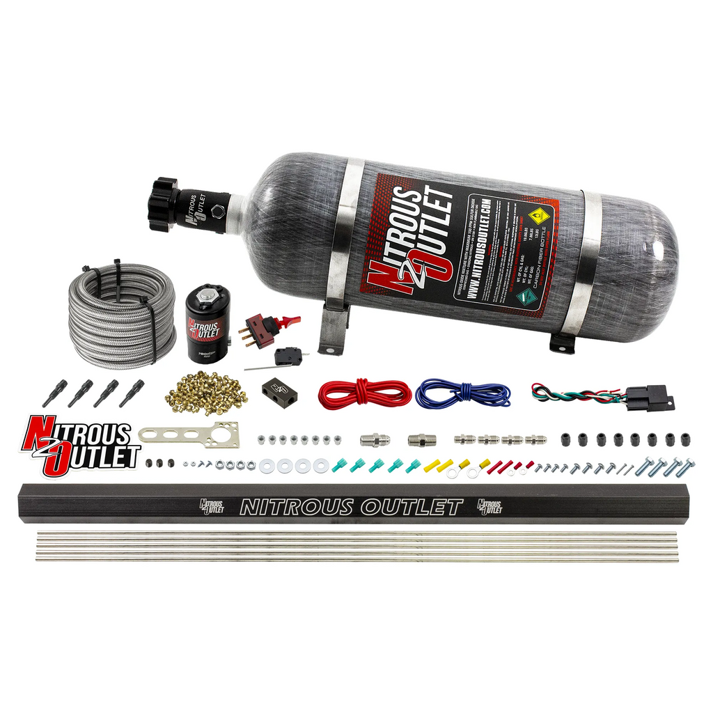 EFI 4 Cylinder 1 Solenoid Dry Direct Port System With Single Rail (12lb Bottle)