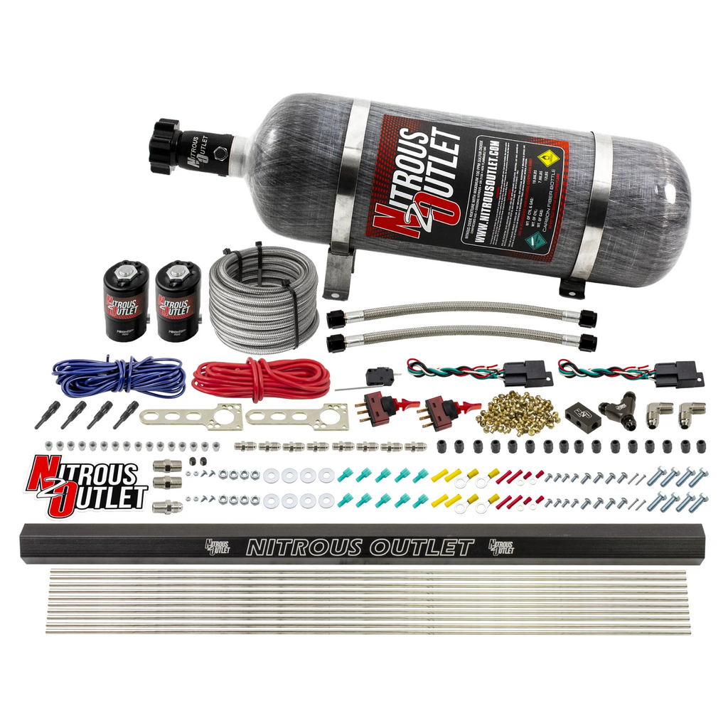 EFI 4 Cylinder 2 Solenoid Dual Stage Dry Direct Port System With Single Rail (12lb Bottle)