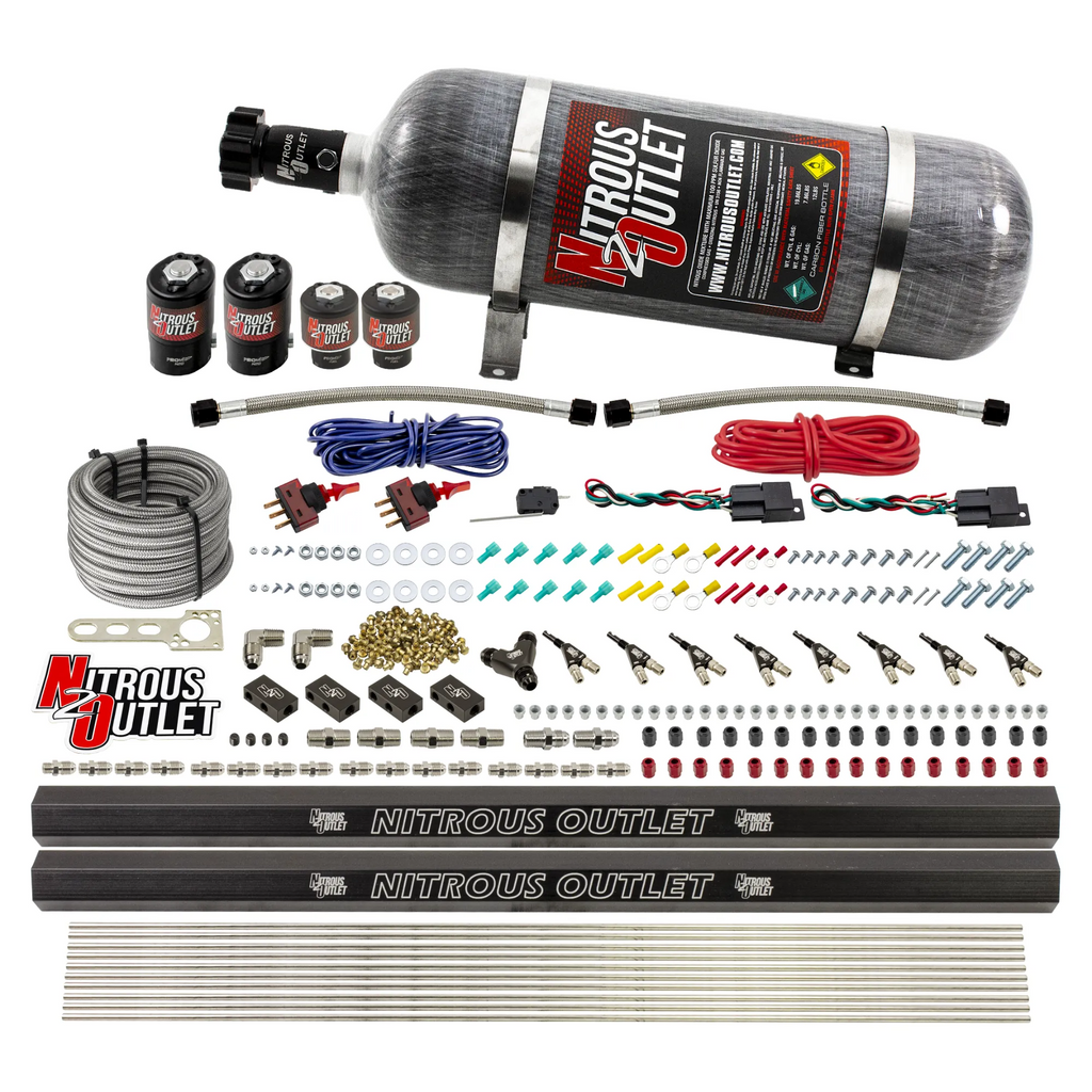 4 Cylinder 4 Solenoid Dual Stage Direct Port System With Dual Injection Rails (Methanol) (12lb Bottle)