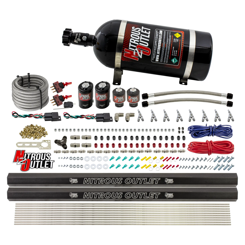 4 Cylinder 4 Solenoid Dual Stage Direct Port System With Dual Injection Rails, SBT Nozzle (Methanol) (10lb Bottle)