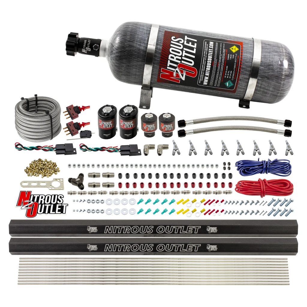 4 Cylinder 4 Solenoid Dual Stage Direct Port System With Dual Injection Rails, SBT Nozzle (Methanol) (12lb Bottle)