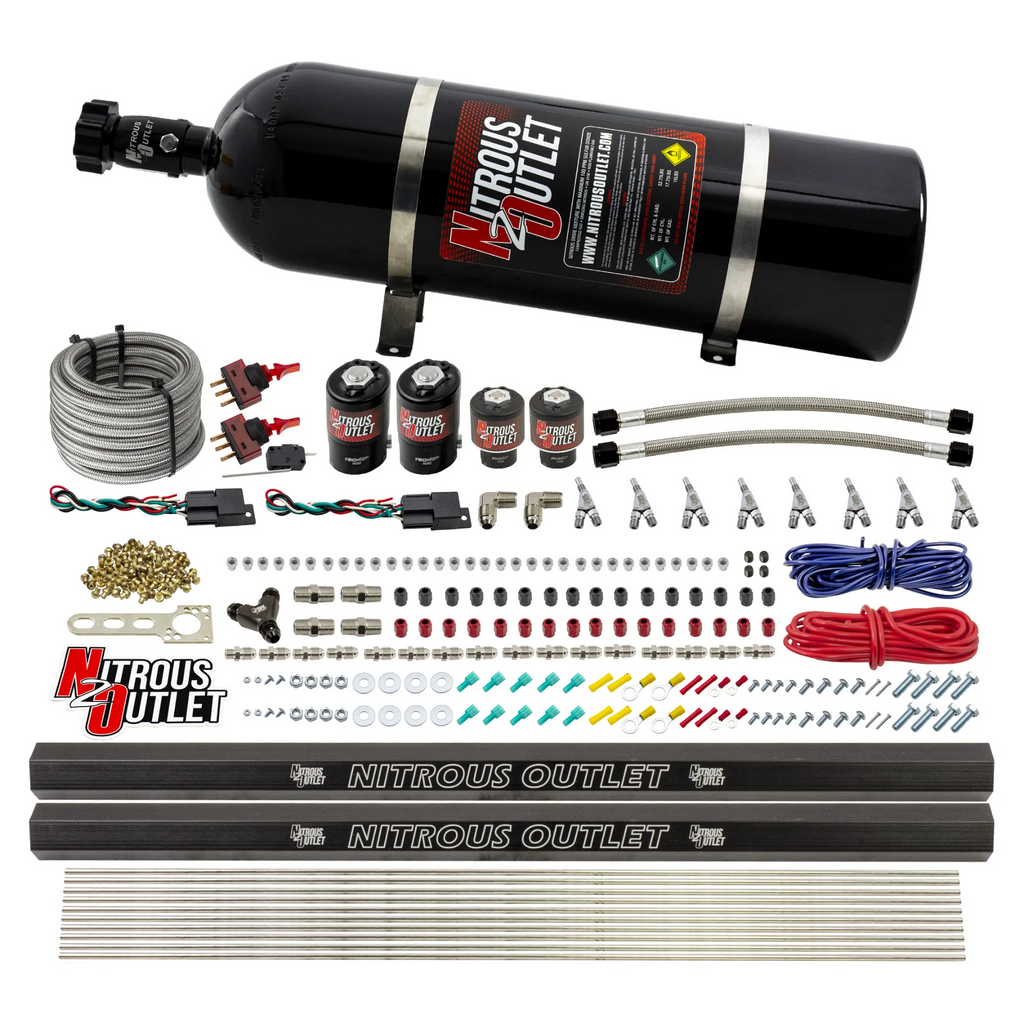 4 Cylinder 4 Solenoid Dual Stage Direct Port System With Dual Injection Rails, SBT Nozzle (Methanol) (15lb Bottle)