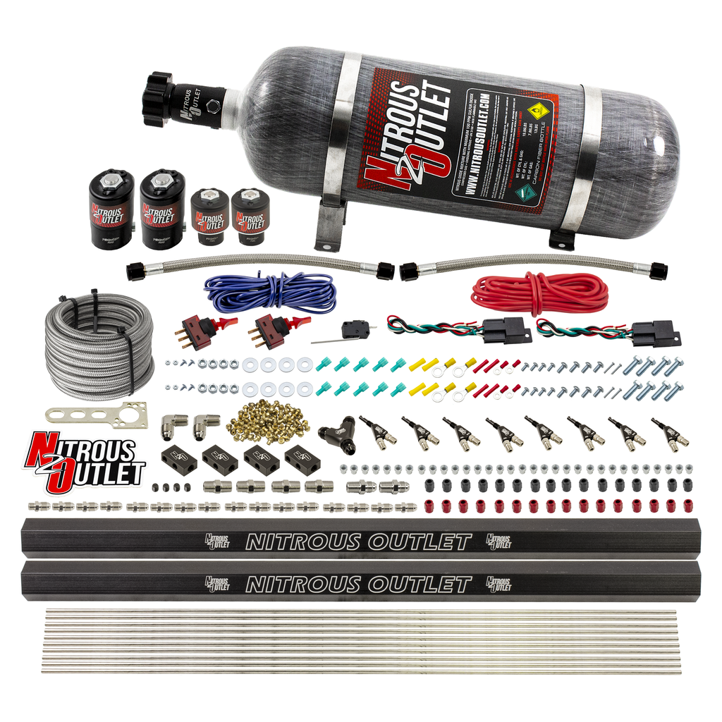 4 Cylinder 4 Solenoid Dual Stage Direct Port System With Dual Injection Rails (E85) (12lb Bottle)