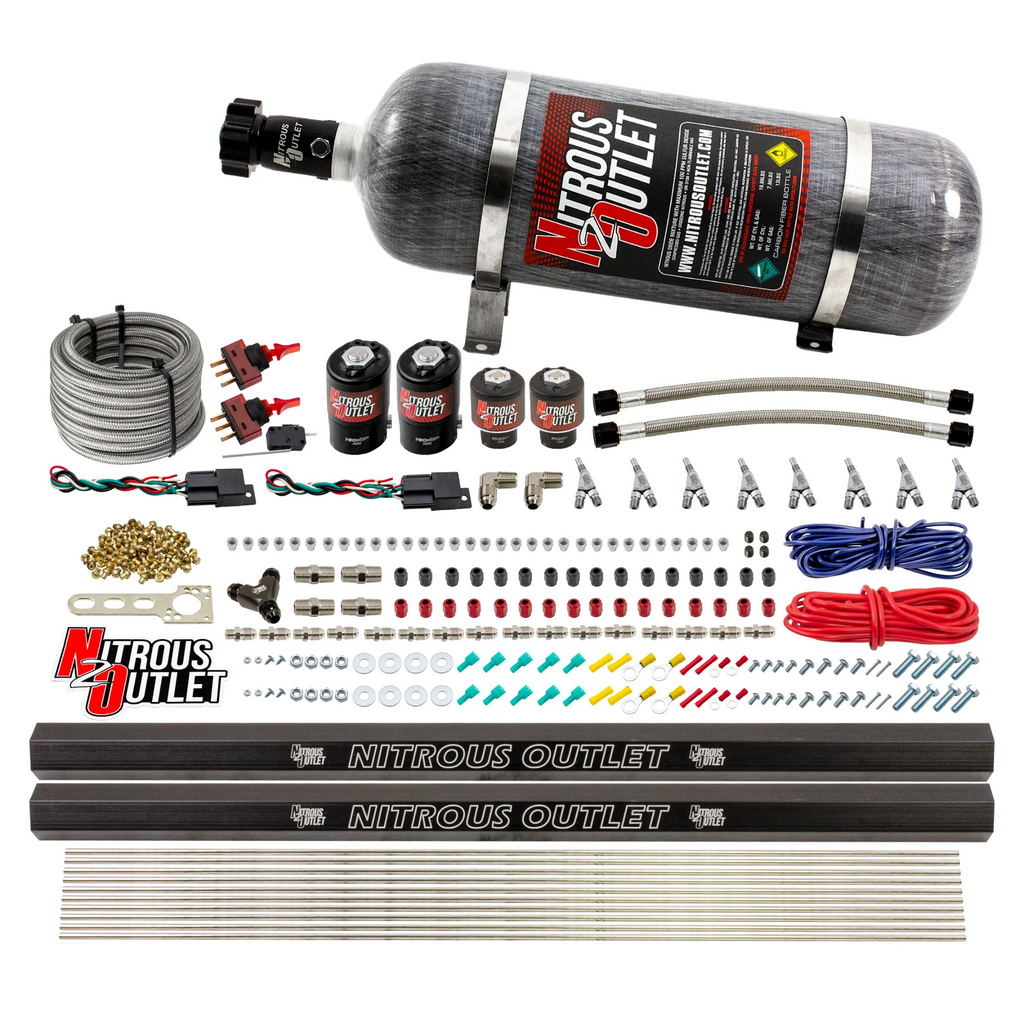 4 Cylinder 4 Solenoid Dual Stage Direct Port System With Dual Injection Rails, SBT Nozzle (Gas) (12lb Bottle)