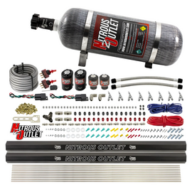 4 Cylinder 4 Solenoid Dual Stage Direct Port System With Dual Injection Rails, SBT Nozzle (E85) - 45-55 PSI (12lb Bottle)