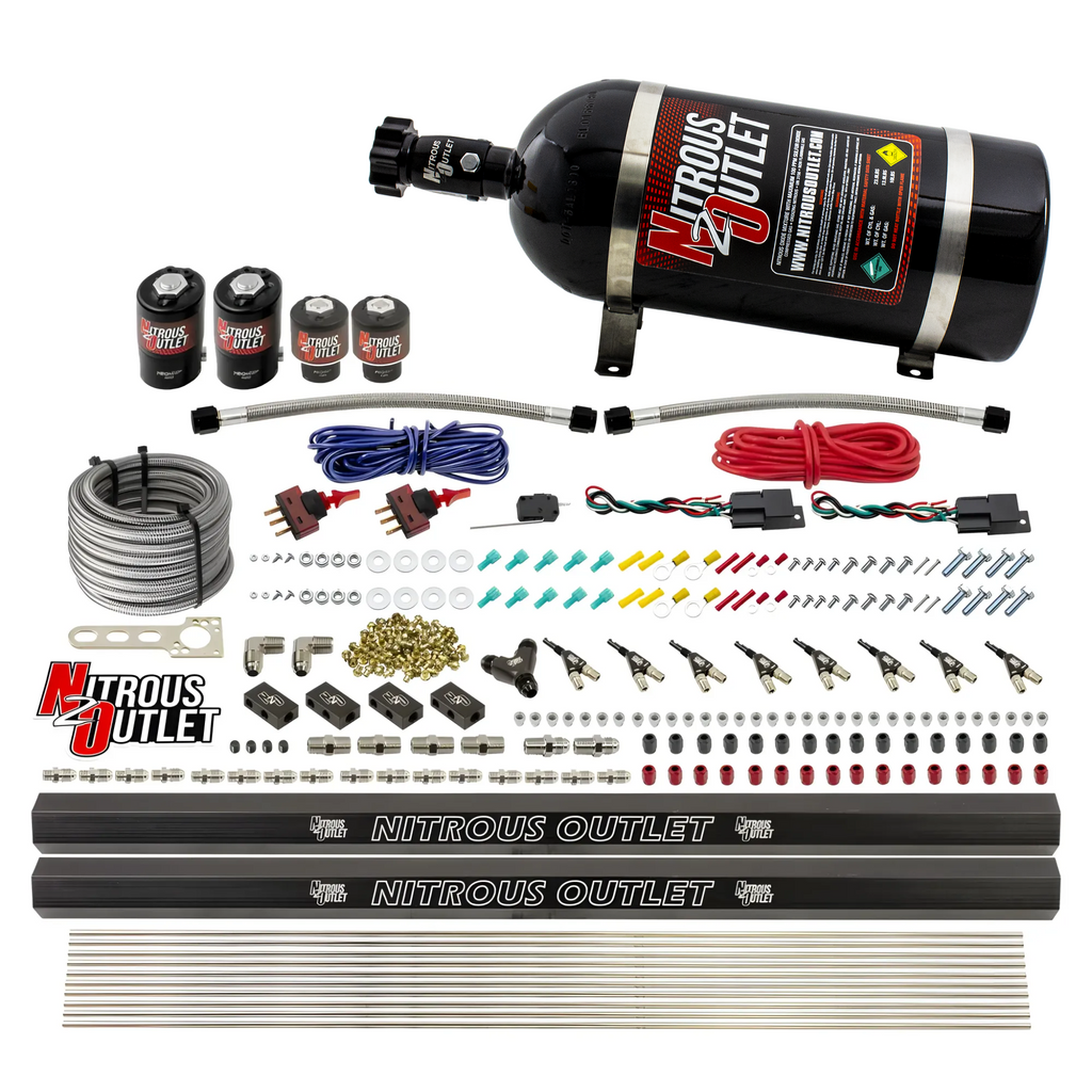 4 Cylinder 4 Solenoid Dual Stage Direct Port System With Dual Injection Rails (Gas) - 45-55 PSI (10lb Bottle)