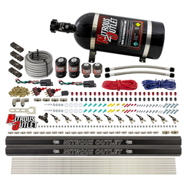 6 Cylinder 4 Solenoid Dual Stage Direct Port System With Distribution Blocks and 90 Degree Nozzles, Low Fuel Pressure Alcohol (10lb Bottle)