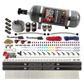 6 Cylinder 4 Solenoid Dual Stage Direct Port System With Distribution Blocks and 90 Degree Nozzles, Low Fuel Pressure Alcohol (12lb Bottle)