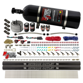 6 Cylinder 4 Solenoid Dual Stage Direct Port System With Distribution Blocks and 90 Degree Nozzles, Low Fuel Pressure Alcohol (15lb Bottle)