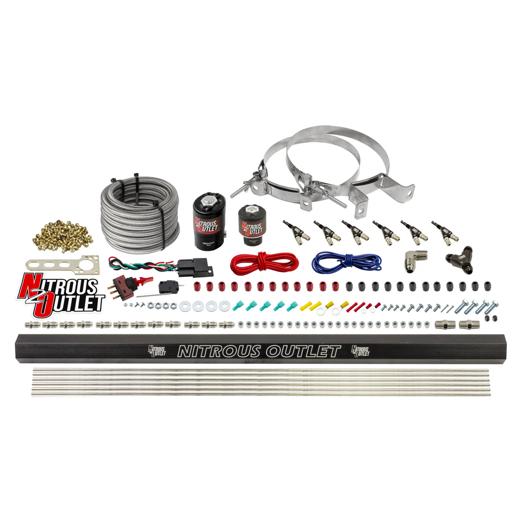 6 Cylinder 2 Solenoid Direct Port System With Single Injection Rail and 90 Degree Nozzles, Low Fuel Pressure Alcohol (No Bottle)