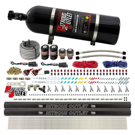 6 Cylinder 4 Solenoid Dual Stage Direct Port System With Dual Injection Rails and Straight Blow Through Nozzles, Low Fuel Pressure Alcohol (15lb Bottle)