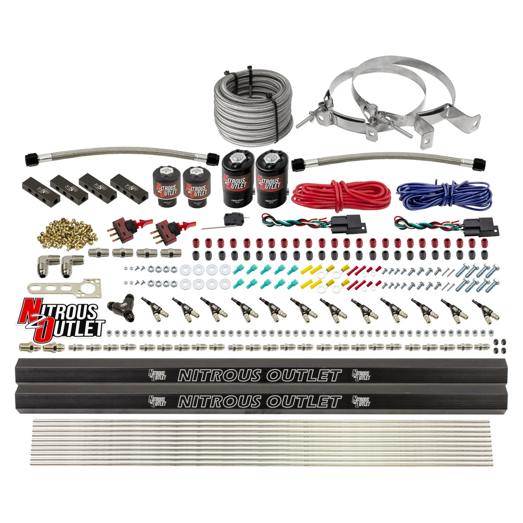 6 Cylinder 4 Solenoid Dual Stage Direct Port System With Distribution Blocks and 90 Degree Nozzles, Low Fuel Pressure E85 (No Bottle)