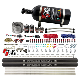 6 Cylinder 4 Solenoid Dual Stage Direct Port System With Dual Injection Rails and Straight Blow Through Nozzles, Low Fuel Pressure Gas (10lb Bottle)