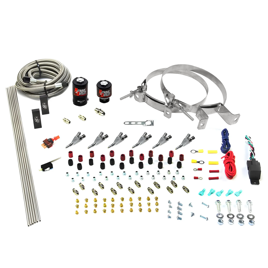 6 Cylinder 2 Solenoid Direct Port System With Distribution Blocks and Straight Blow Through Nozzles, Low Fuel Pressure Gas (No Bottle)