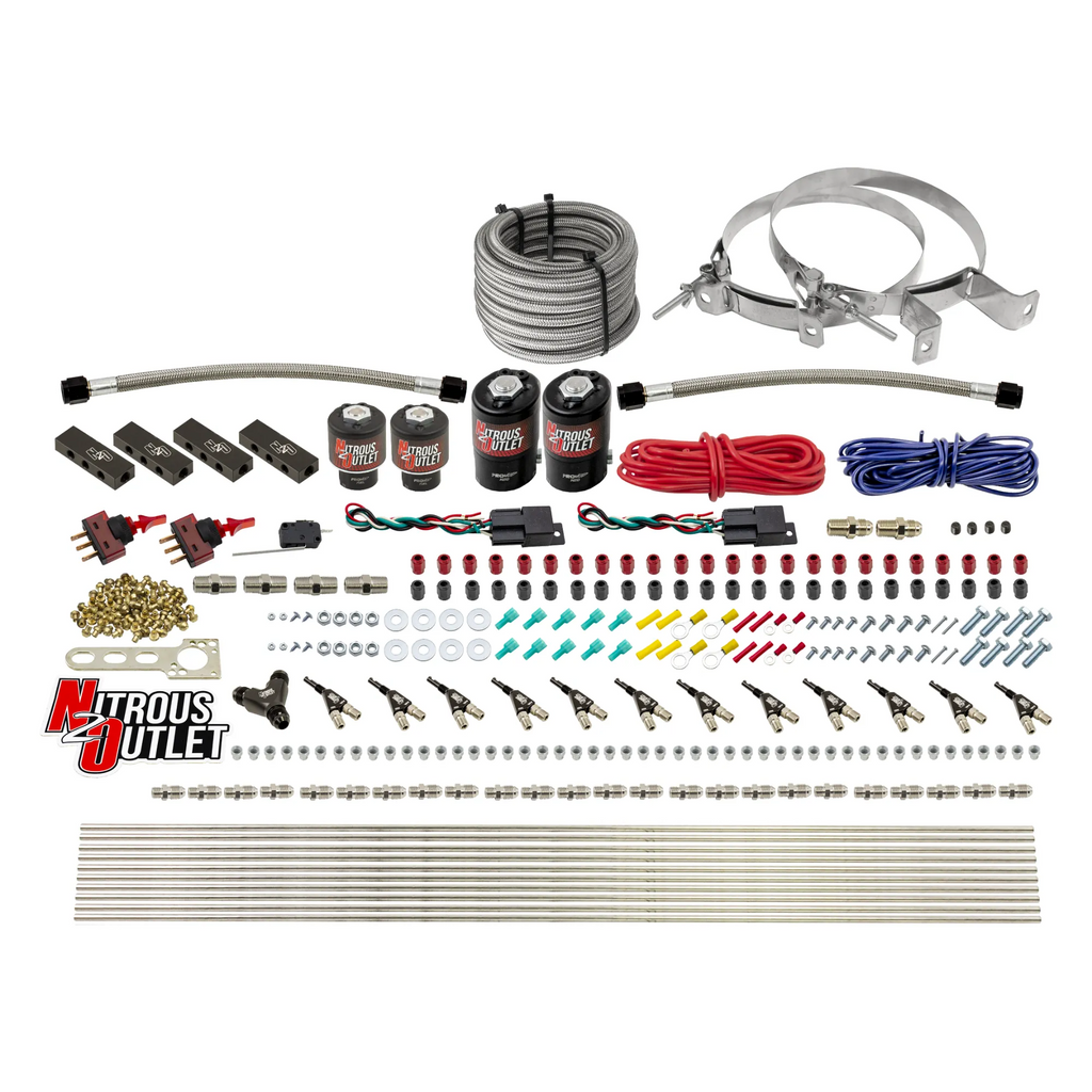 6 Cylinder 4 Solenoid Dual Stage Direct Port System With Distribution Blocks and 90 Degree Nozzles, High Fuel Pressure Gas (No Bottle)