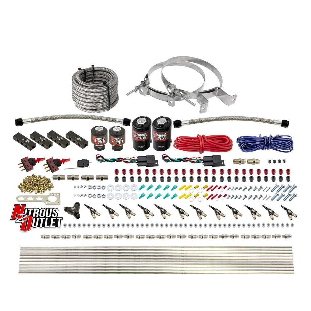 6 Cylinder 4 Solenoid Dual Stage Direct Port System With Distribution Blocks and 90 Degree Nozzles, High Fuel Pressure E85 (No Bottle)