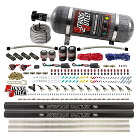 6 Cylinder 4 Solenoid Dual Stage Direct Port System With Distribution Blocks and 90 Degree Nozzles, High Fuel Pressure Gas (12lb Bottle)