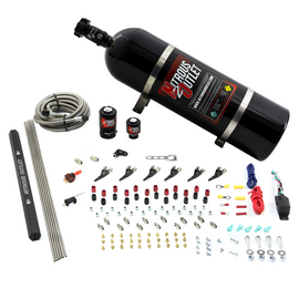6 Cylinder 2 Solenoid Direct Port System With Single Injection Rail and 90 Degree Nozzles, High Fuel Pressure E85 (15lb Bottle)