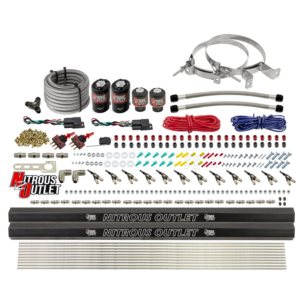 6 Cylinder 4 Solenoid Dual Stage Direct Port System With Dual Injection Rails and 90 Degree Nozzles, High Fuel Pressure E85 (No Bottle)