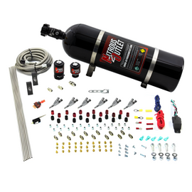 6 Cylinder 2 Solenoid Direct Port System With Distribution Blocks and Straight Blow Through Nozzles, High Fuel Pressure E85 (15lb Bottle)