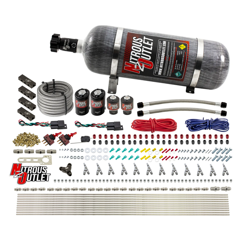 6 Cylinder 4 Solenoid Dual Stage Direct Port System With Distribution Blocks and Straight Blow Through Nozzles, High Fuel Pressure Gas (12lb Bottle)