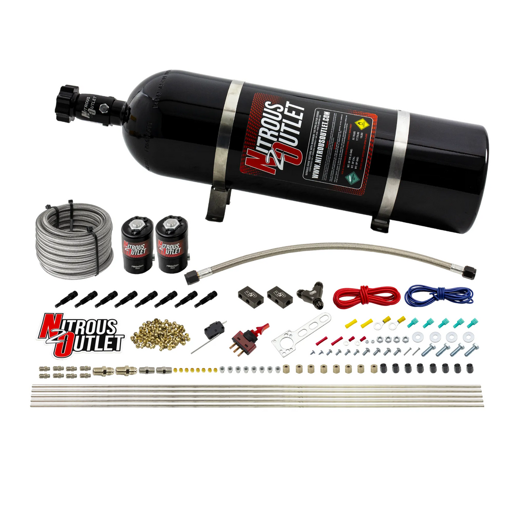 8 Cylinder Dry Direct Port System - .112 Nitrous - Straight Blow Through Nozzles (15lb Bottle)
