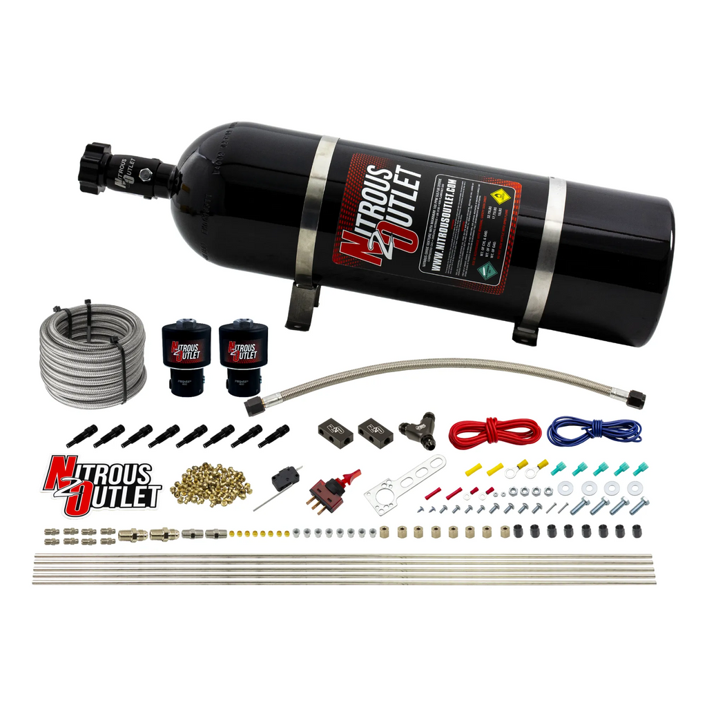 8 Cylinder Dry Direct Port System - .178 Nitrous - Straight Blow Through Nozzles (15lb Bottle)