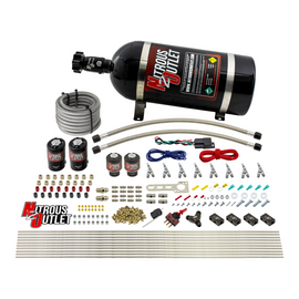 8 Cylinder Single Stage Direct Port Nitrous System - .112 Nitrous/.177 Fuel Solenoids - Alcohol - Straight Blow Through Nozzles (10lb Bottle)