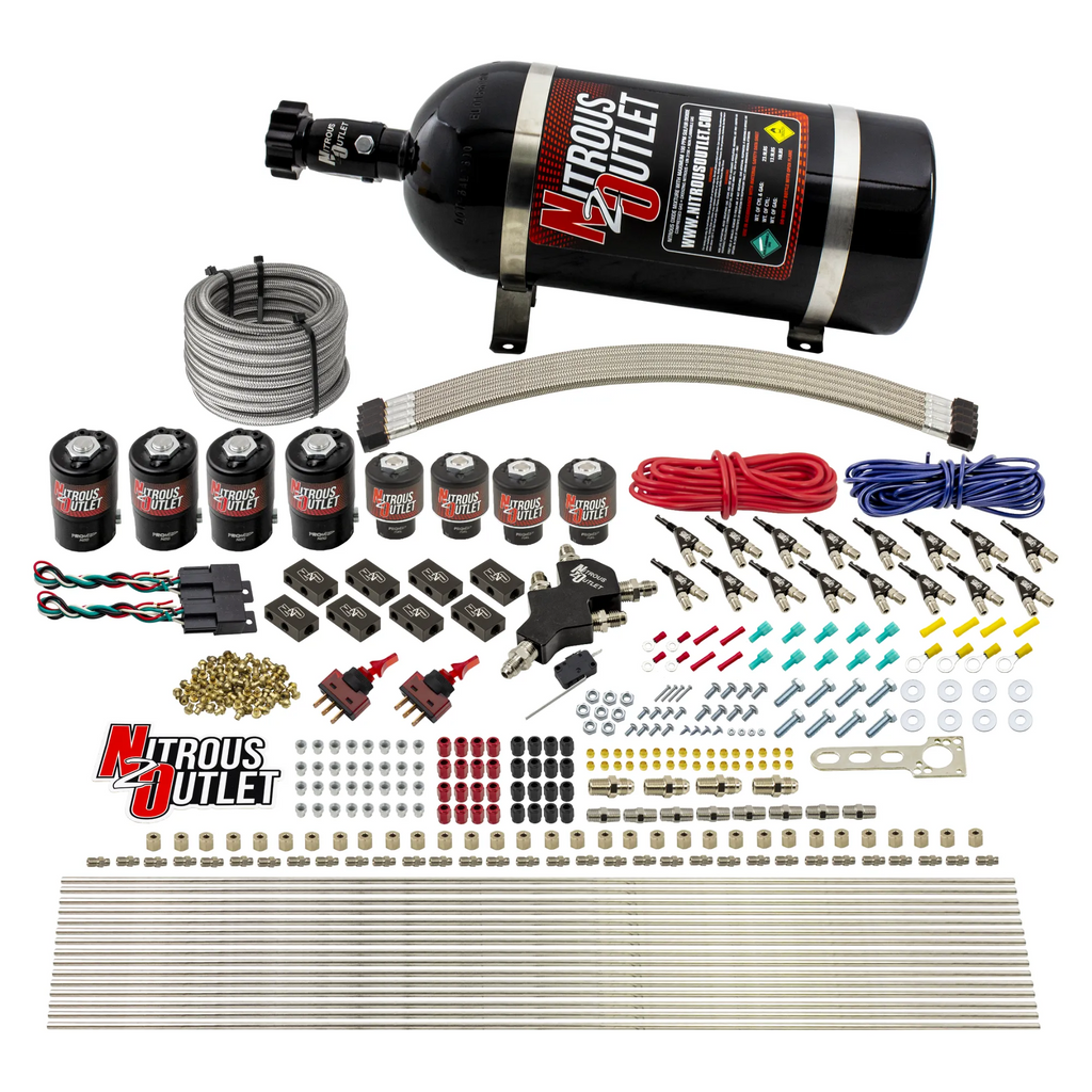 8 Cylinder Dual Stage Direct Port Nitrous System - .122 Nitrous/.177 Fuel Solenoids - E85 (10lb Bottle)