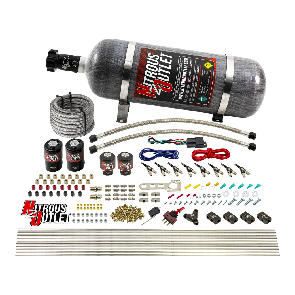 8 Cylinder Single Stage Direct Port Nitrous System - .112 Nitrous/.177 Fuel Solenoids - E85 (No Bottle)