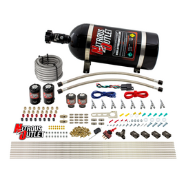 8 Cylinder Single Stage Direct Port Nitrous System - .112 Nitrous/.177 Fuel Solenoids - E85 - Straight Blow Through Nozzles (10lb Bottle)