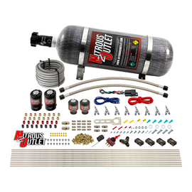 8 Cylinder Single Stage Direct Port Nitrous System - .112 Nitrous/.177 Fuel Solenoids - E85 - Straight Blow Through Nozzles (12lb Bottle)