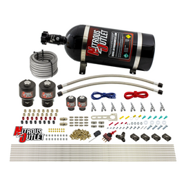 8 Cylinder Single Stage Direct Port Nitrous System - .178 Nitrous/.177 Fuel Solenoids - E85 - Straight Blow Through Nozzles (10lb Bottle)