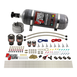 8 Cylinder Single Stage Direct Port Nitrous System - .178 Nitrous/.177 Fuel Solenoids - E85 - Straight Blow Through Nozzles (12lb Bottle)