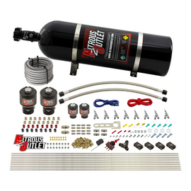 8 Cylinder Single Stage Direct Port Nitrous System - .178 Nitrous/.177 Fuel Solenoids - E85 - Straight Blow Through Nozzles (15lb Bottle)