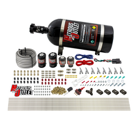 8 Cylinder Single Stage Direct Port Nitrous System - .122 Nitrous/.177 Fuel Solenoids - Straight Blow Through Nozzles (10lb Bottle)