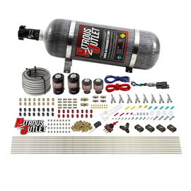 8 Cylinder Single Stage Direct Port Nitrous System - .122 Nitrous/.177 Fuel Solenoids - Straight Blow Through Nozzles (12lb Bottle)