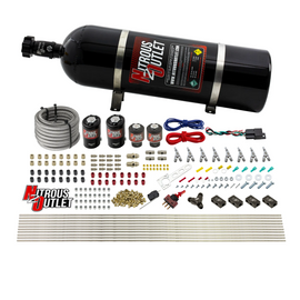 8 Cylinder Single Stage Direct Port Nitrous System - .122 Nitrous/.177 Fuel Solenoids - Straight Blow Through Nozzles (15lb Bottle)
