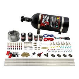 8 Cylinder Dual Stage Direct Port Nitrous System - .122 Nitrous/.177 Fuel Solenoids - Straight Blow Through Nozzles (15lb Bottle)