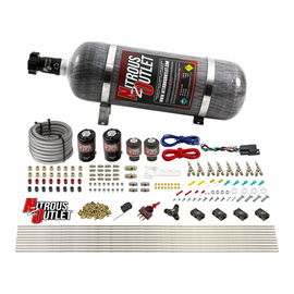 8 Cylinder Dual Stage Direct Port Nitrous System - .122 Nitrous/.177 Fuel Solenoids - Straight Blow Through Nozzles (No Bottle)