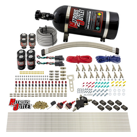 8 Cylinder Dual Stage Direct Port Nitrous System - .122 Nitrous/.177 Fuel Solenoids - E85 - Straight Blow Through Nozzles (10lb Bottle)