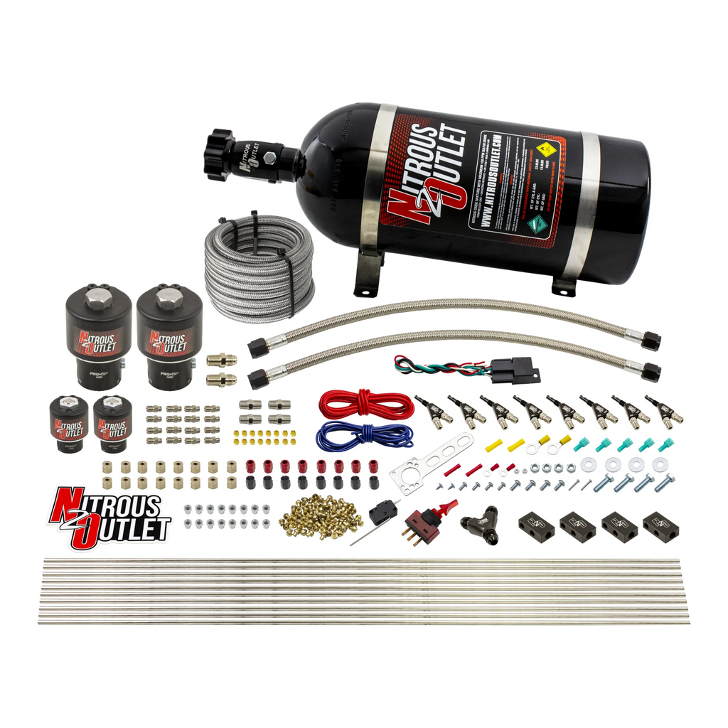 8 Cylinder Single Stage Direct Port Nitrous System - .178 Nitrous/.177 Fuel Solenoids (10lb Bottle)