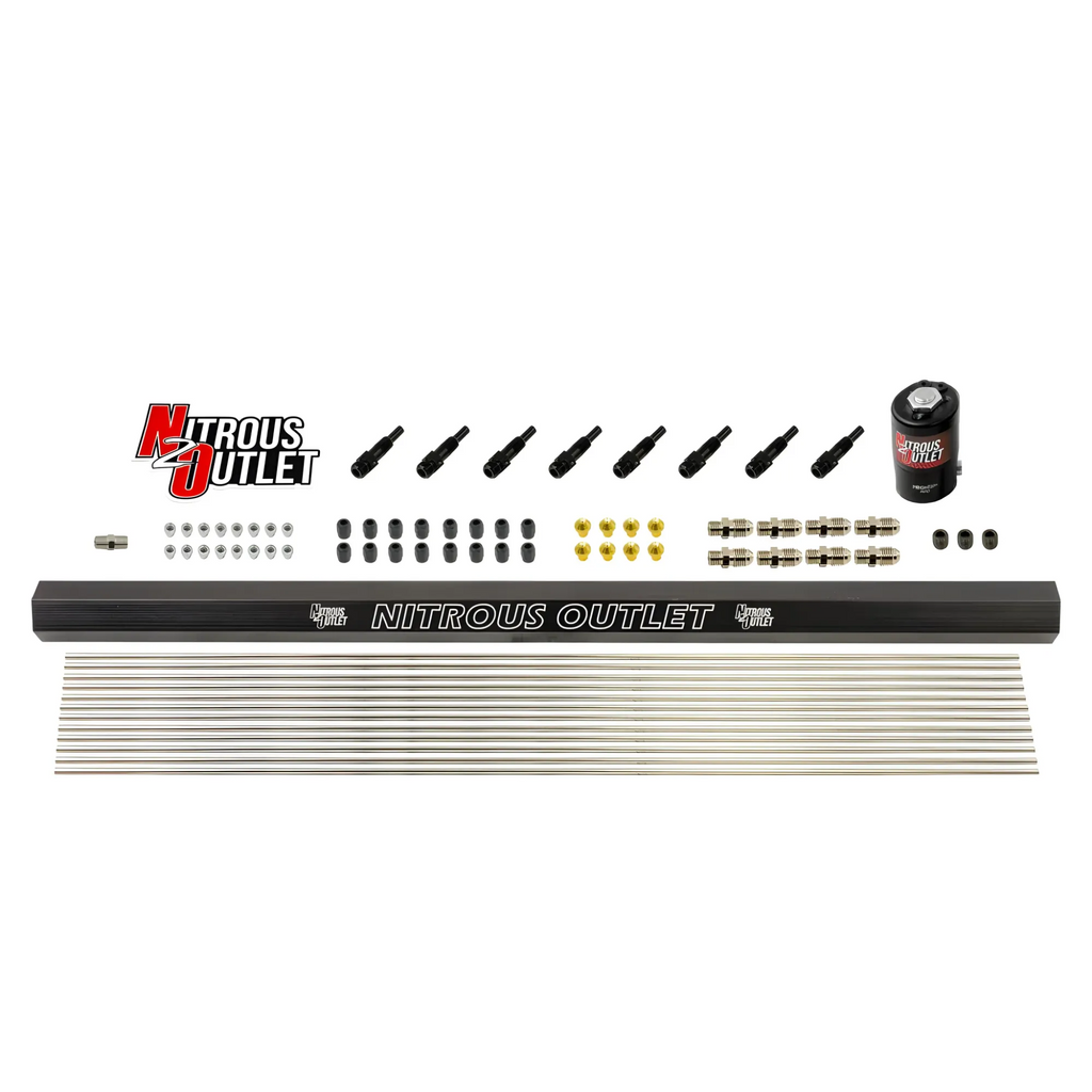 Dry 8 Cylinder 1 Solenoid Forward Plumbers Kit With Single Rail - Straight Blow Through Nozzles