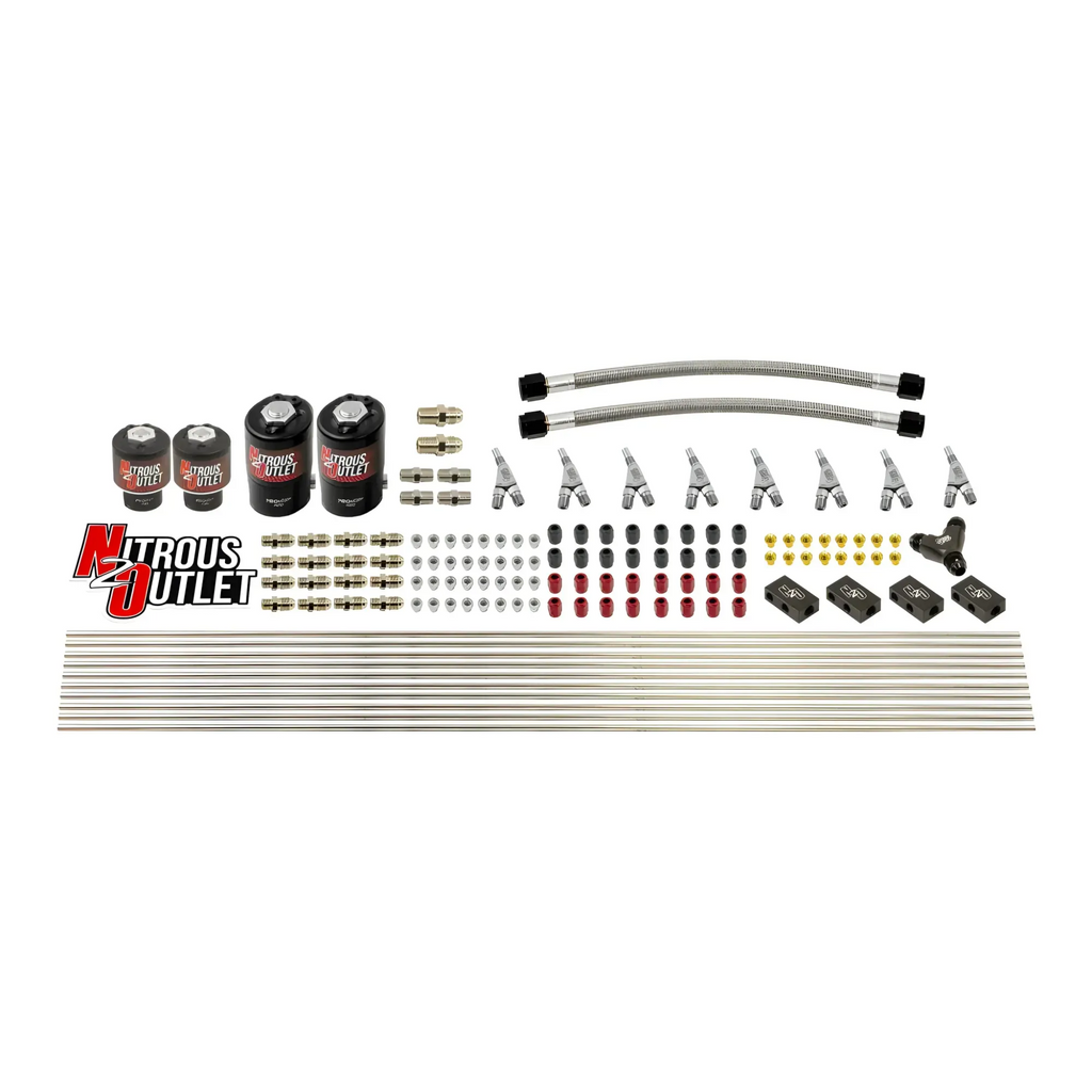 8 Cylinder 4 Solenoid Direct Port Conversion With Distribution Blocks - Straight Blow Through Nozzles - .112 Nitrous/.177 Fuel