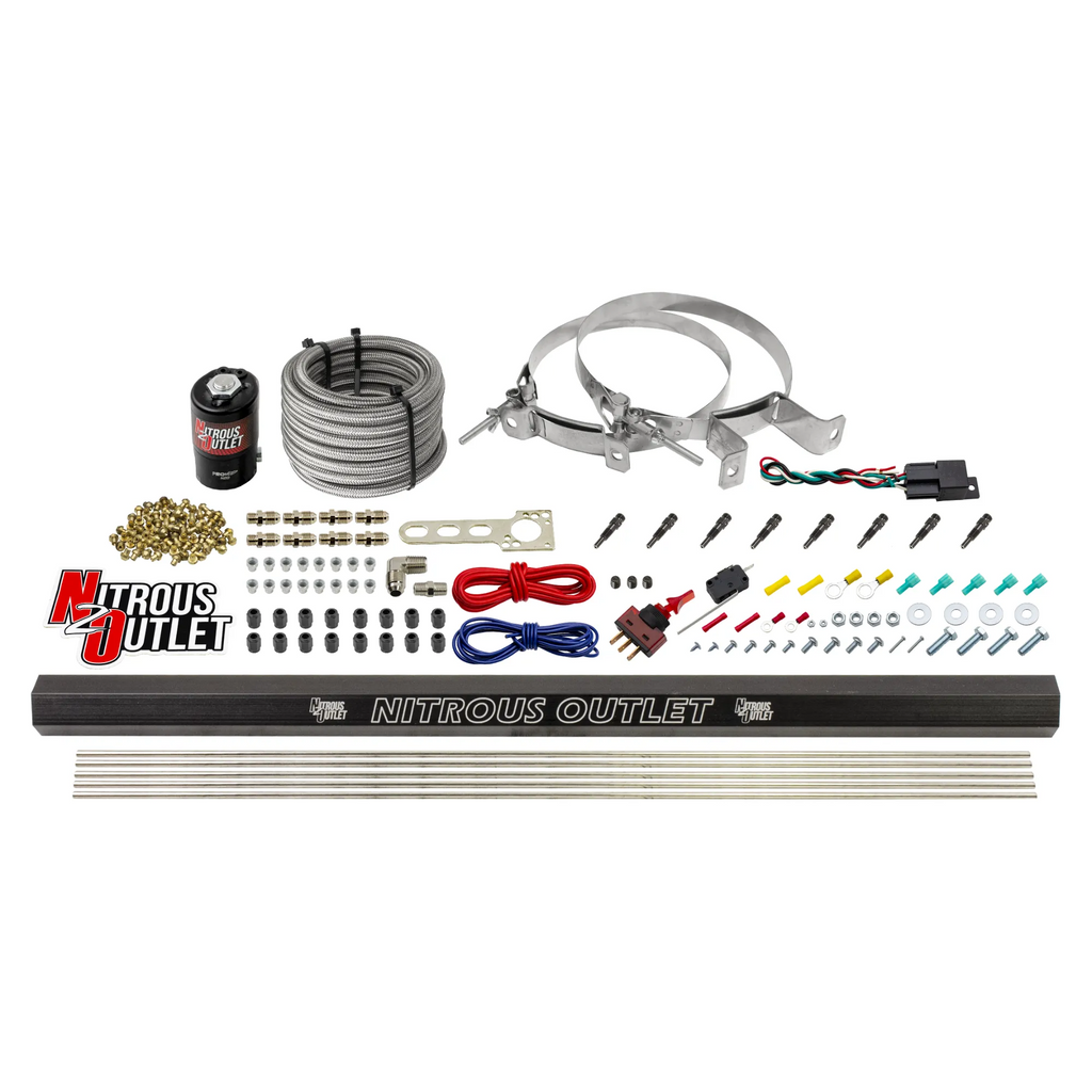 8 Cylinder 1 Solenoid Dry Direct Port System With Single Rail - Straight Blow Through Nozzles - .122 Nitrous (No Bottle)