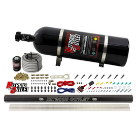8 Cylinder 1 Solenoid Dry Direct Port System With Single Rail - Straight Blow Through Nozzles - .122 Nitrous (15lb Bottle)